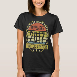 6 års gammal Vintage, november 2017 6e, födelsedag T Shirt