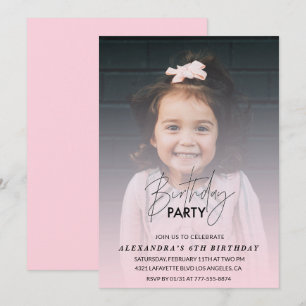 6-års inbjudan Födelsedagsfest Foto rosa