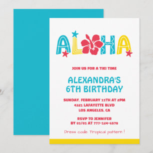 6-års inbjudningar Tropical Aloha Hawaiian