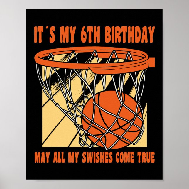 6 års Lycklig-6e-födelsedag Basketball 6e Poster (Framsidan)