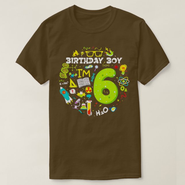 6 års Old Boy Scientist 6e Birthday Boy Science T Shirt (Design framsida)