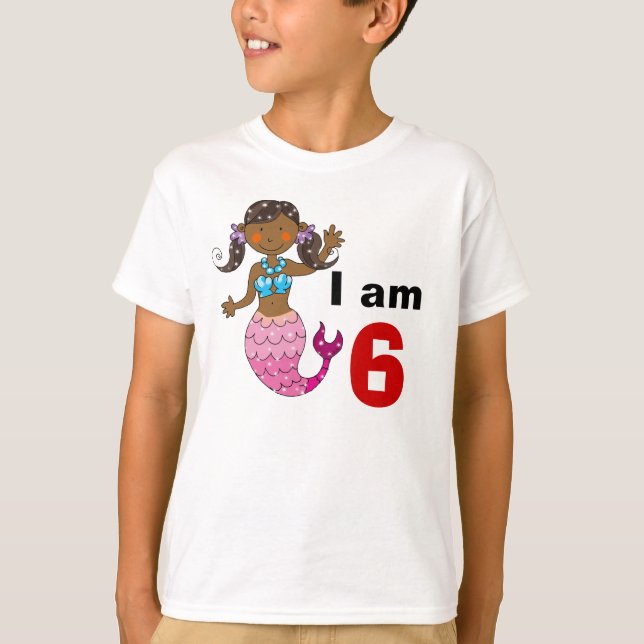 6 års sjöjungfru flicka t-shirt (Framsida)