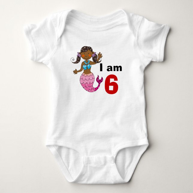 6 års sjöjungfru flicka t-shirt (Framsida)