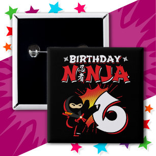 6 års Tecknad Bok Stil Ninja 6e Knapp