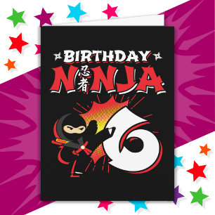 6 års Tecknad Bok Stil Ninja 6e Kort