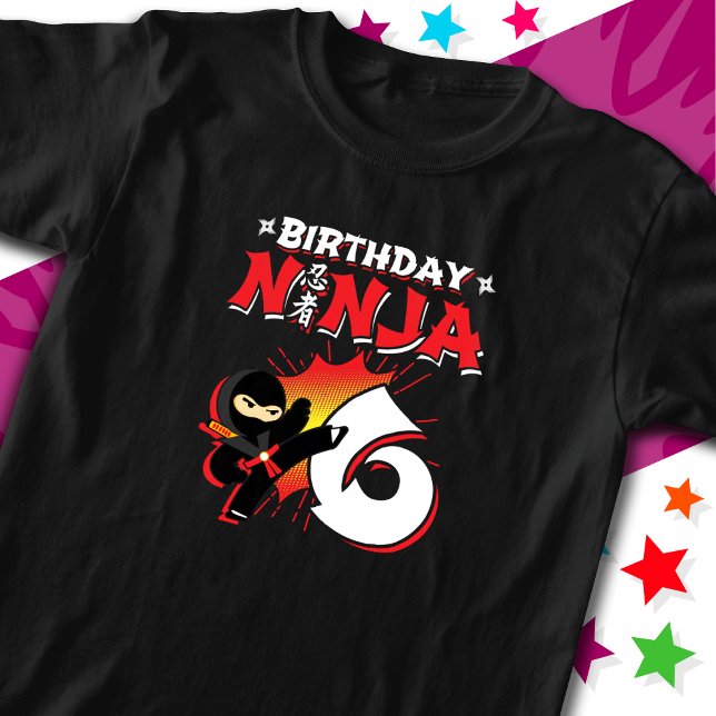 6 års Tecknad Bok Stil Ninja 6e T Shirt (Skapare uppladdad)