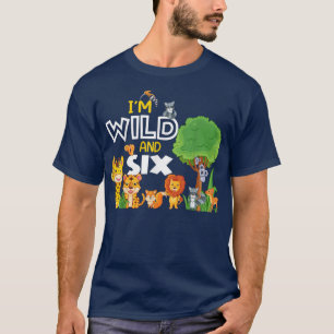 6 års Vilda djur Zoo Theme 6e-födelsedag T Shirt