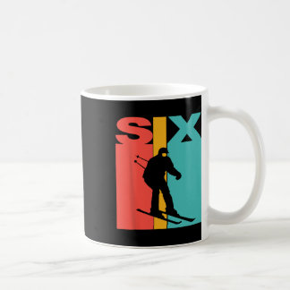 6-årsdag Retro Skidåkning 6 År Gammal Pojke Födels Kaffemugg
