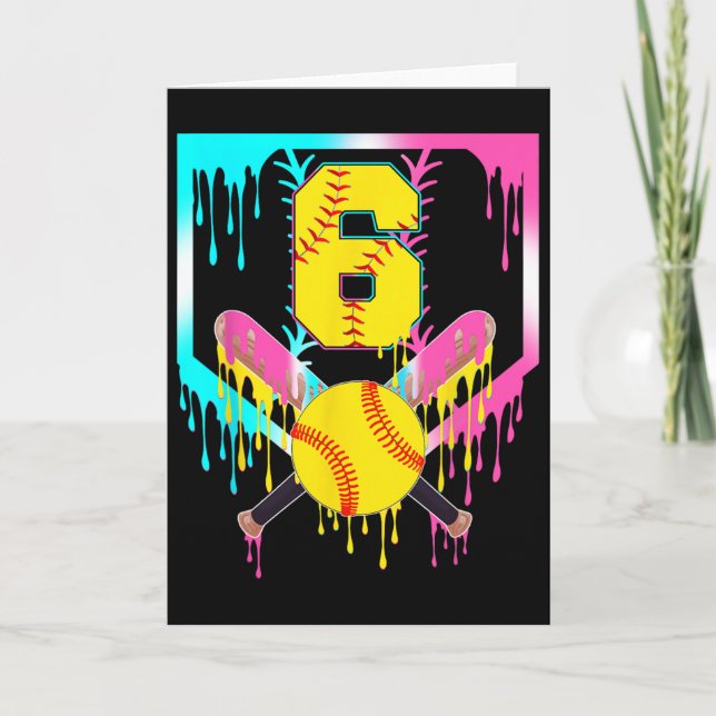 6-årsdag Softll Hemmaplatå Drip Glass 6 År Gammal Kort (Framsida)