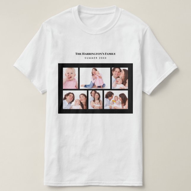 6 avsnitt Anpassningsbar Foto Simple Elegant Black T Shirt (Design framsida)
