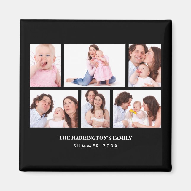 6 avsnitt Anpassningsbar Photo Black Ramar Magnet (Framsidan)