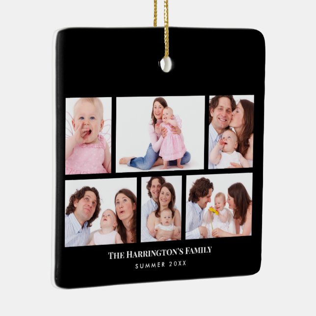 6 Avsnitt Anpassningsbar Photo Elegant Black Ramar Julgransprydnad Keramik (Höger)