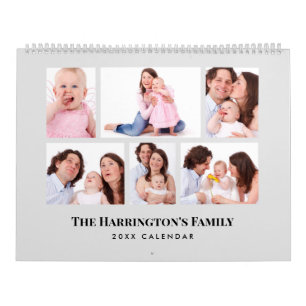 6 avsnitt Familjefotominimalistisk Grått Ramar Kalender