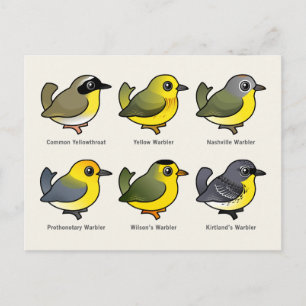 6 Birdorable Warblers Vykort