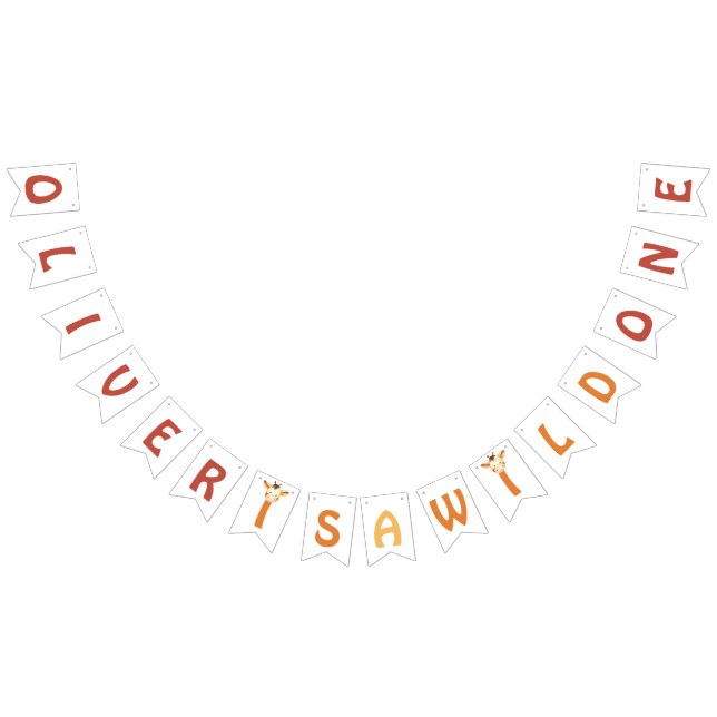 6 Bokstäver Namn Är En Vild Safari Djungel Giraff Vimplar (Alla)