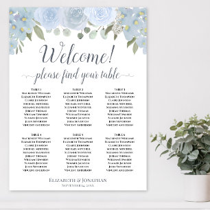6 Bord Dammtorblue Blommig Bröllopsställning Poster