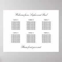 6 Bord Elegant Minimalistisk Placeringsplan