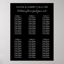 6 BORD | Elegant Modern sittplatsplan för Bröllop Poster