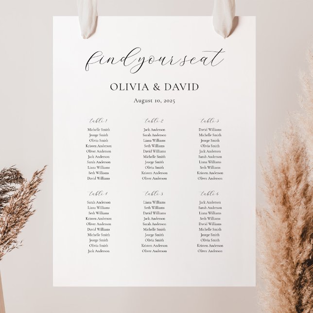 6 Bord Enkel Vår Favoritpersoner Placeringsplan Poster (Skapare uppladdad)