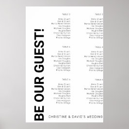 6 bord Enkel Vit Bröllops sittplatskarta Poster