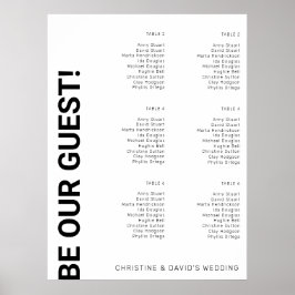 6 bord enkelt sittdiagram i vitt Bröllop Poster
