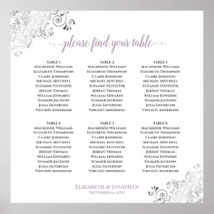 6 Bord Lacy Bröllop Sittplatsdiagram Lavender Whit Poster