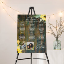 6 Bord Rustic Wood SUNFLOWERS FOTO SEATTE