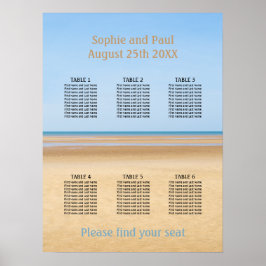 6 Bord Strand Bröllop Placeringsplan Poster