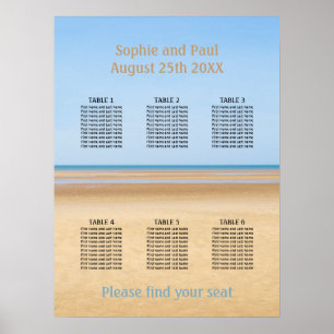 6 Bord Strand Bröllop Placeringsplan Poster
