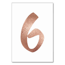 6 Bordsnummer Vit metall Rosa ros Guld