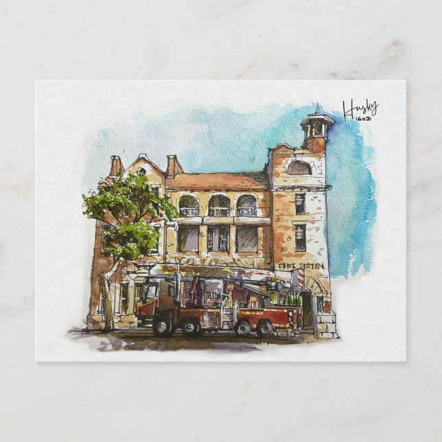 6: Brand station Vykort (Framsida)