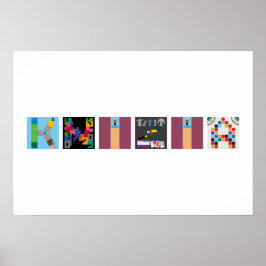 6-Brev-Namn-tavla för spelalfabet Poster