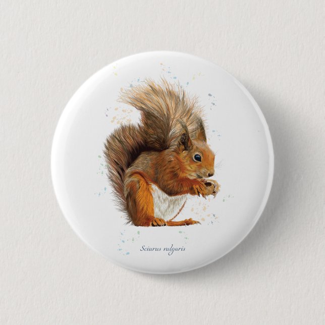 6 cm rund signal med röd ekorre knapp (Framsida)