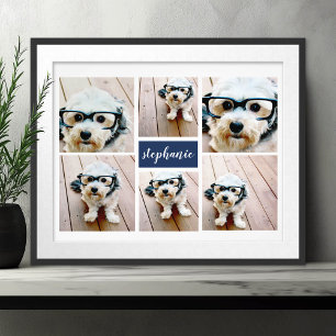 6 Collage Namn-minimalist - kan redigera färg Fototryck