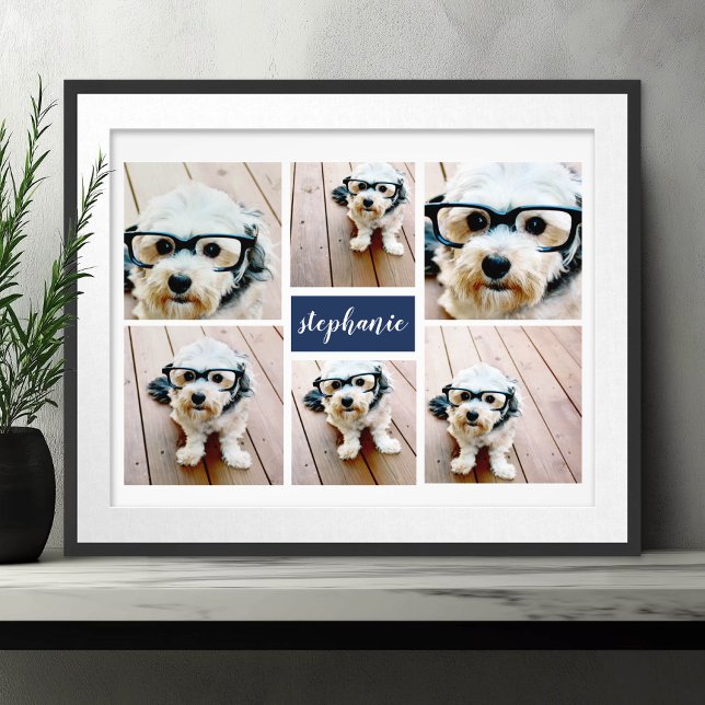 6 Collage Namn-minimalist - kan redigera färg Fototryck (Frameable Art)