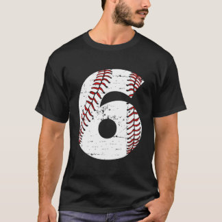 6:e i ordning eller 6 baseboll sex t shirt