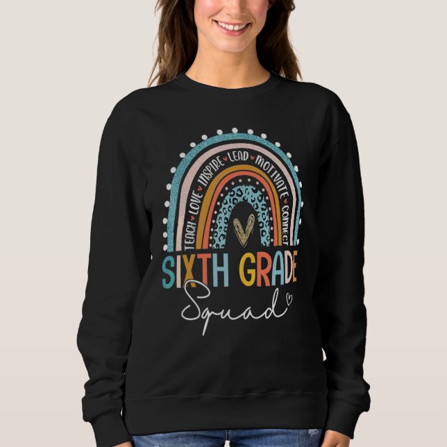 6:e klass regnbåge leopardtryck lärare sjätte klas t shirt (Framsida)