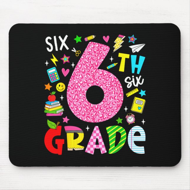 6:e klass retro färgglad tillbaka till skolan musmatta (Framsidan)