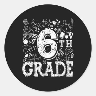 6:e Sjätte Klassens Typografi Team Barn Lärare Bak Runt Klistermärke