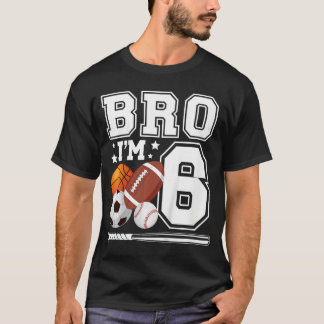 6:e sportfödelsedagsfest 6 år gammal pojke födelse t shirt