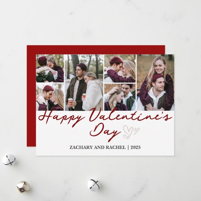6 Elegant Romantic Couple valentines day Julkort (Fram/Back In Situ)
