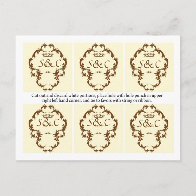 6 Eleganter Märkre för ivoriasopresentation/brunt  Vykort (Framsida)