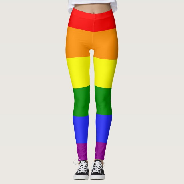6 Färg Pride Flagga regnbågsstripe HBT-personer Leggings (Framsida)