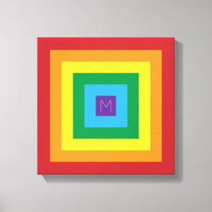 6 Färg Rainbow Pyramid Anpassade Monogram Canvastryck