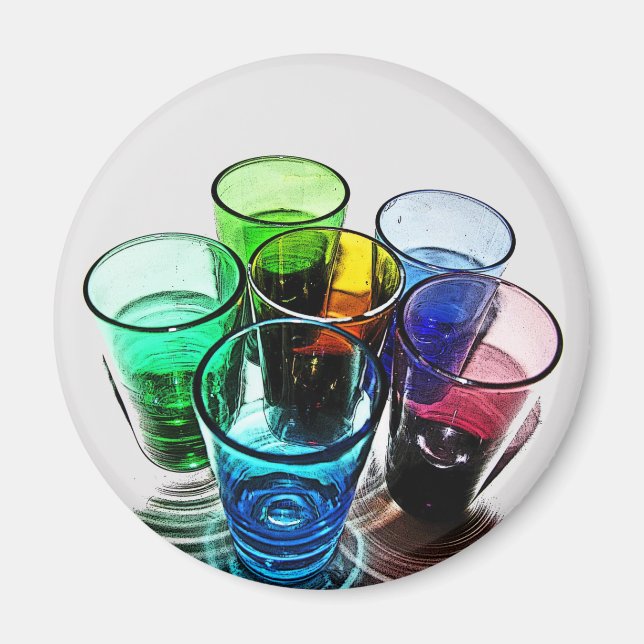 6 Färgad Cocktail Shot Glass - Stil 16 Magnet (Framsidan)