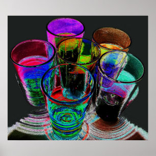 6 färgade coctail sköt exponeringsglas - stil 17 poster
