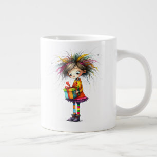 * 6 Färgglad Whimsical Jul Flicka Gåva AP97 Jumbo Mugg