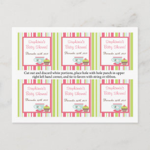 6 Favoritmärkningar Tea Party Rosa Pastel Flowers Vykort