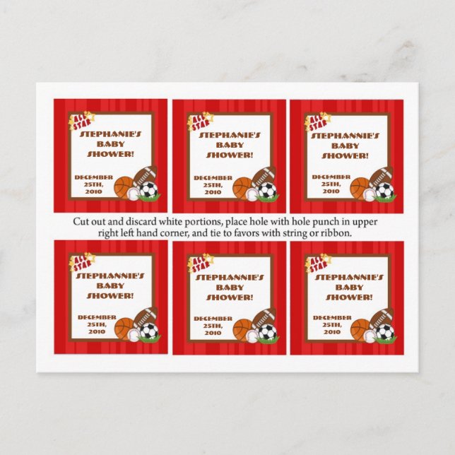 6 favoritmärkord, allt-Star Red Inbjudan Vykort (Framsida)