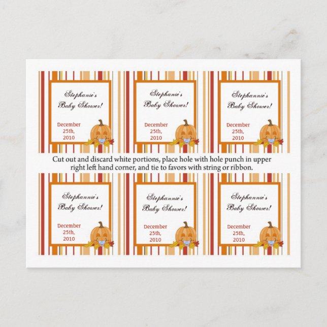 6 Favorittaggar höstfällningspumpning Baby Inbjudan Vykort (Framsida)